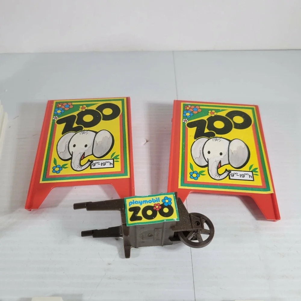 Playmobil Zoo Fence Entrance Lot Kids Bars Cages Geobra Vintage Wheelbarrow